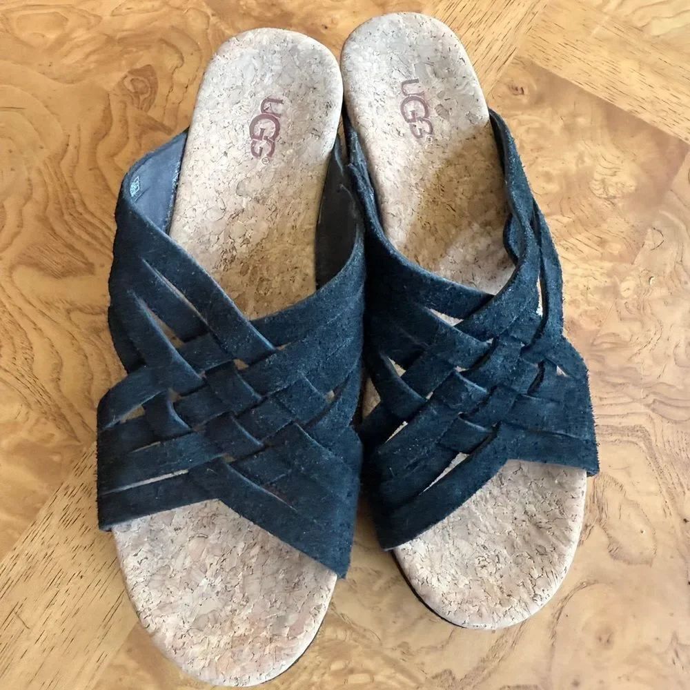 UGG Black Sandals Cozy Slip-On Design
